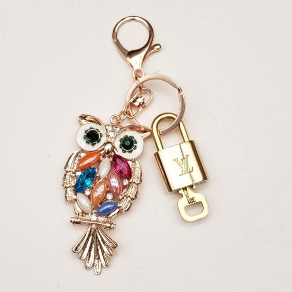 Louis Vuitton Gold Padlock 🔑 Authentic LV Unbranded Owl Keychain Bag Charm